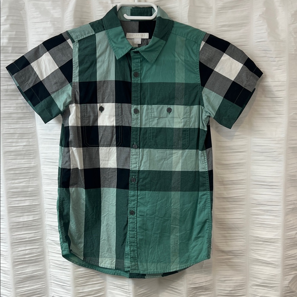 Burberry Green and Black Plaid Casual Shirt